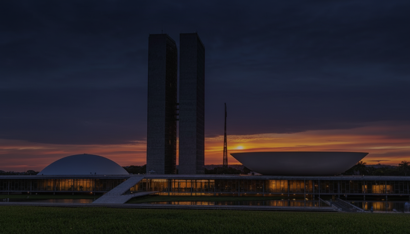 Vista aérea de Brasília ao entardecer